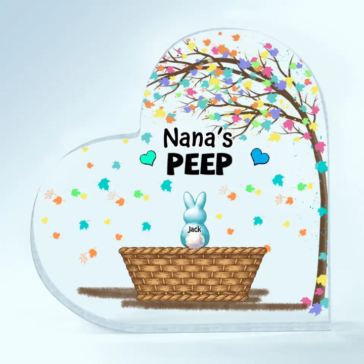 Grandma's Peeps Bunnies - Personalized Custom Heart-shaped Acrylic Plaque - Easter, Mother's Day Gift For Grandma, Mom