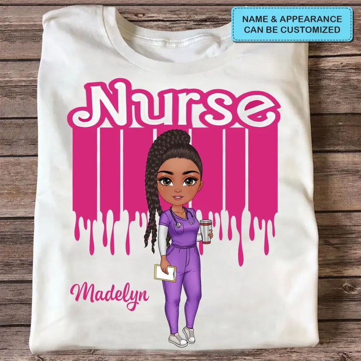 Pink Nurse Doll - Personalized Custom T-shirt - Nurse's Day, Appreciation Gift For Nurse