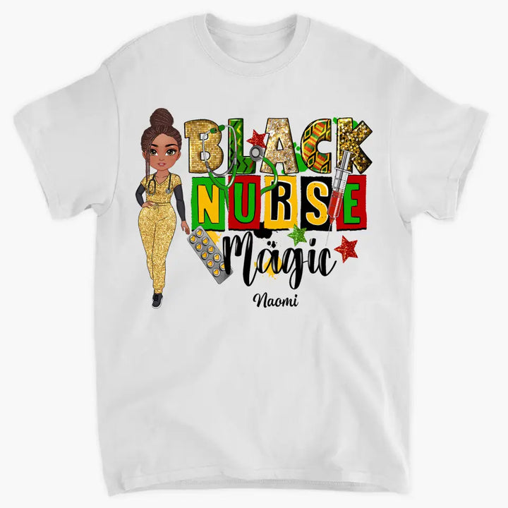 Black Nurse Magic - Personalized Custom T-shirt - Nurse's Day, Appreciation Gift For Nurse