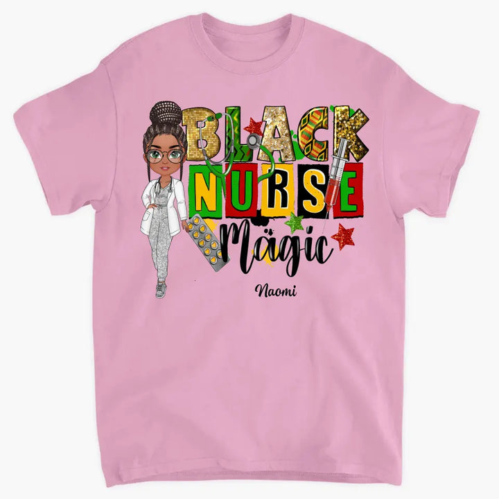 Black Nurse Magic - Personalized Custom T-shirt - Nurse's Day, Appreciation Gift For Nurse
