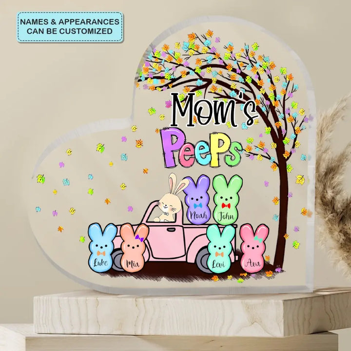 Grandma's Peeps - Personalized Custom Heart-shaped Acrylic Plaque - Easter, Mother's Day Gift For Grandma, Mom