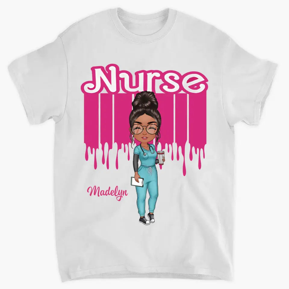 Pink Nurse Doll - Personalized Custom T-shirt - Nurse's Day, Appreciation Gift For Nurse