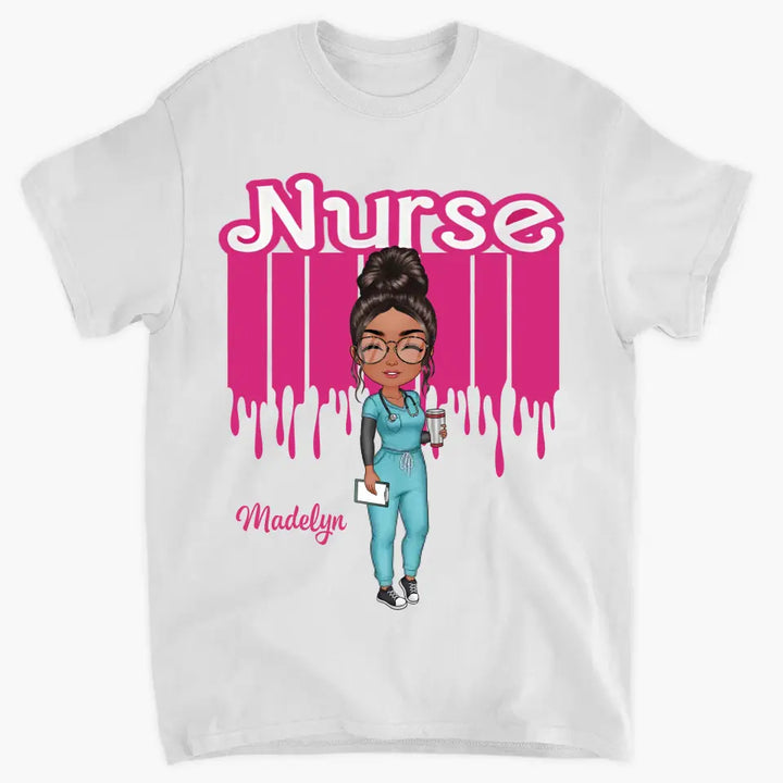 Pink Nurse Doll - Personalized Custom T-shirt - Nurse's Day, Appreciation Gift For Nurse