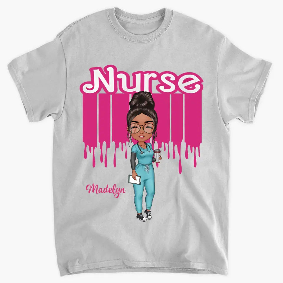 Pink Nurse Doll - Personalized Custom T-shirt - Nurse's Day, Appreciation Gift For Nurse