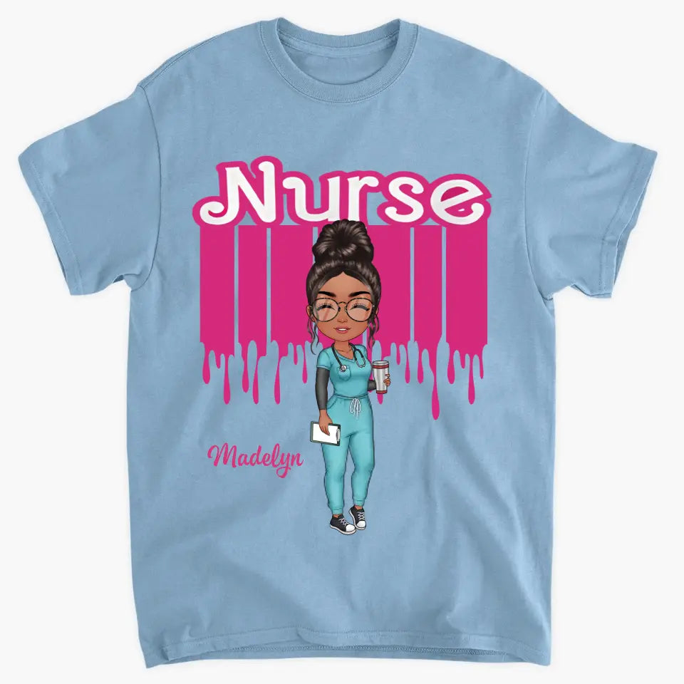 Pink Nurse Doll - Personalized Custom T-shirt - Nurse's Day, Appreciation Gift For Nurse