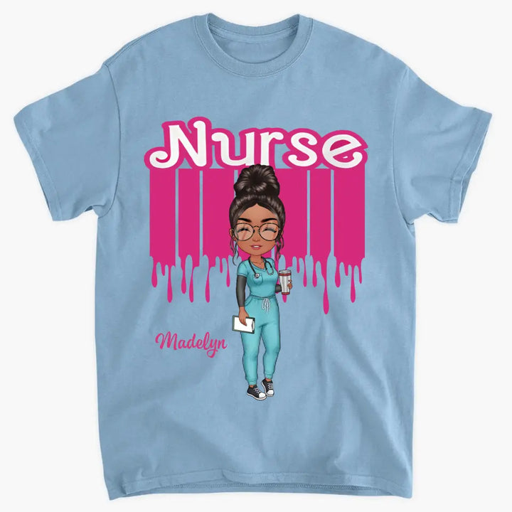 Pink Nurse Doll - Personalized Custom T-shirt - Nurse's Day, Appreciation Gift For Nurse