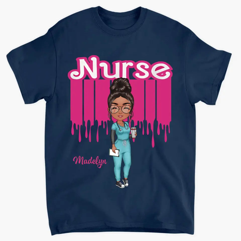 Pink Nurse Doll - Personalized Custom T-shirt - Nurse's Day, Appreciation Gift For Nurse