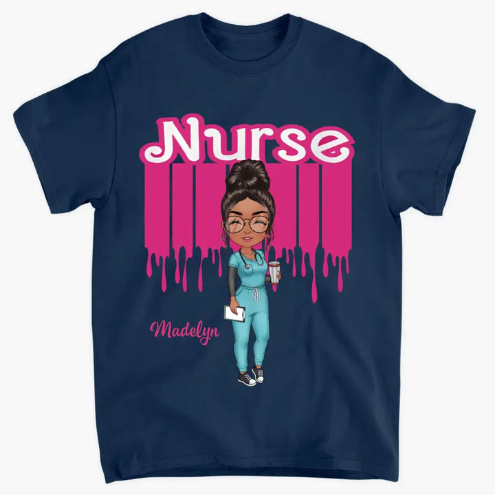 Pink Nurse Doll - Personalized Custom T-shirt - Nurse's Day, Appreciation Gift For Nurse