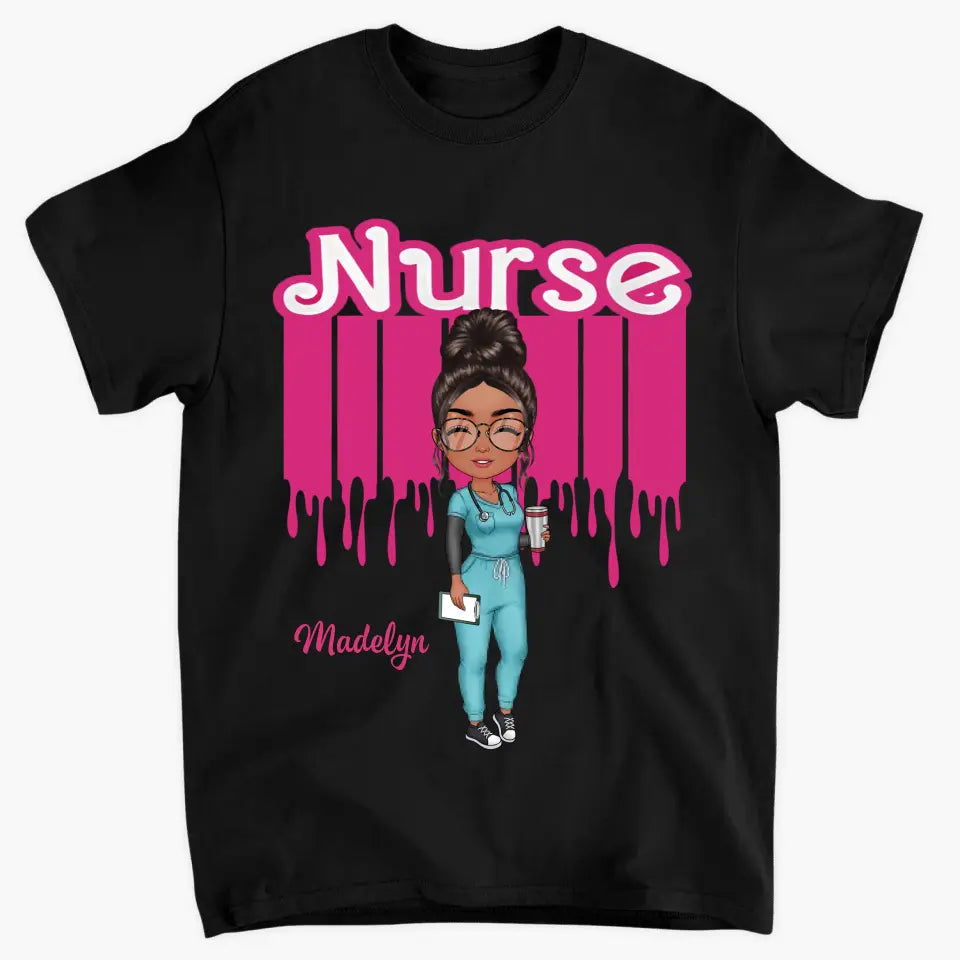 Pink Nurse Doll - Personalized Custom T-shirt - Nurse's Day, Appreciation Gift For Nurse