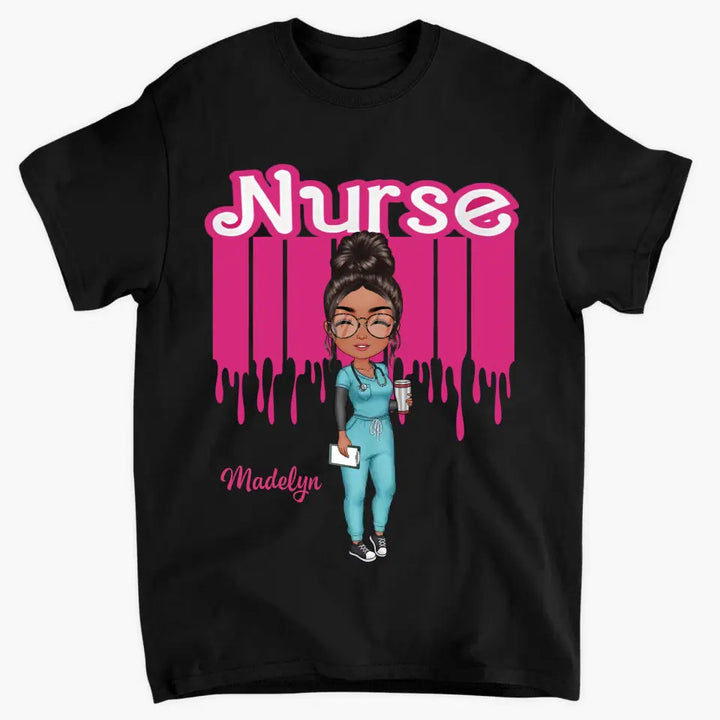 Pink Nurse Doll - Personalized Custom T-shirt - Nurse's Day, Appreciation Gift For Nurse