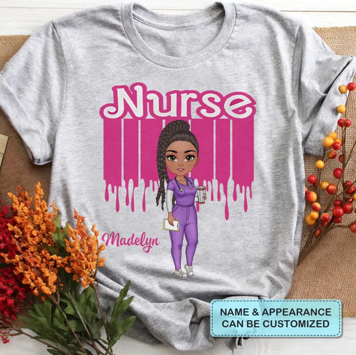 Pink Nurse Doll - Personalized Custom T-shirt - Nurse's Day, Appreciation Gift For Nurse