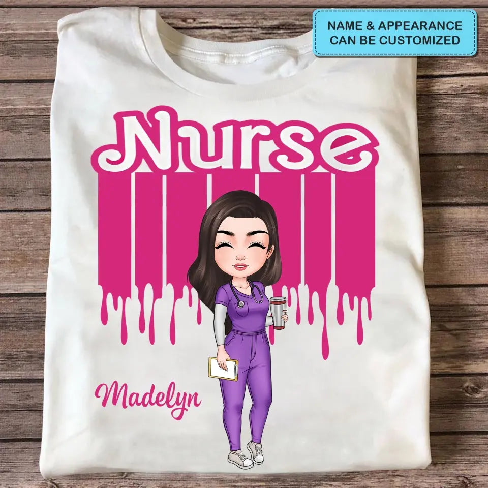 Pink Nurse Doll - Personalized Custom T-shirt - Nurse's Day, Appreciation Gift For Nurse