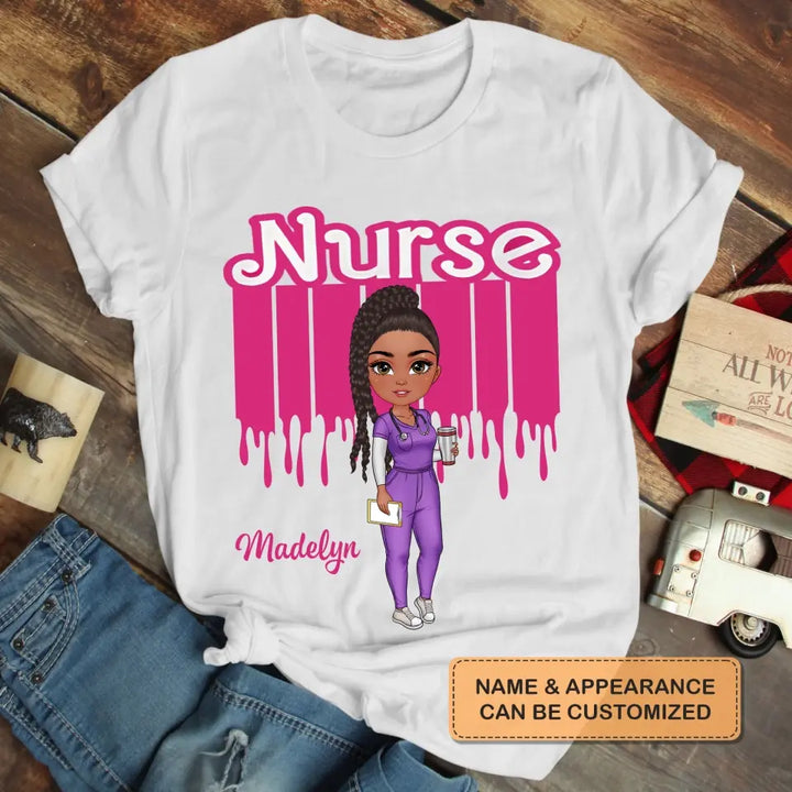 Pink Nurse Doll - Personalized Custom T-shirt - Nurse's Day, Appreciation Gift For Nurse