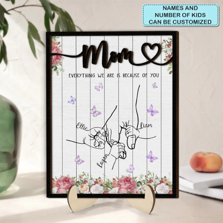 We Love You Mom - Personalized Custom 2-Layer Wooden Plaque - Mother's Day Gift For Family Members, Mom