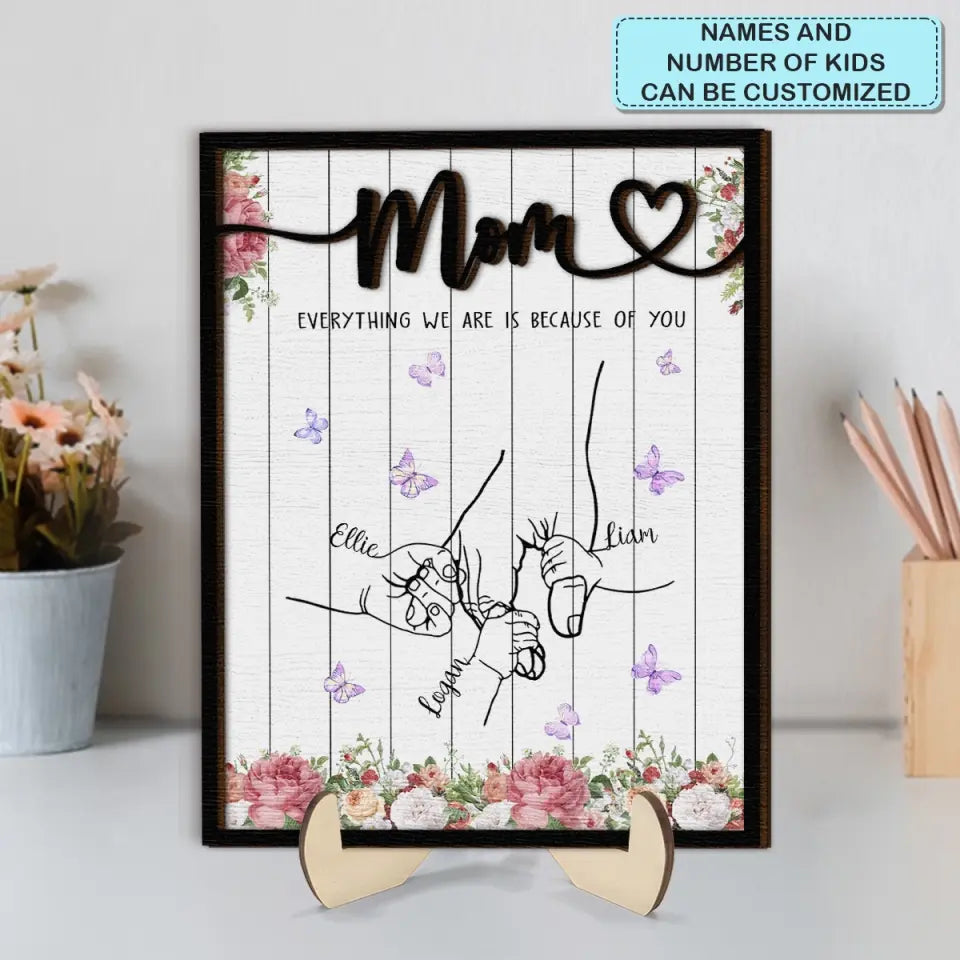 We Love You Mom - Personalized Custom 2-Layer Wooden Plaque - Mother's Day Gift For Family Members, Mom