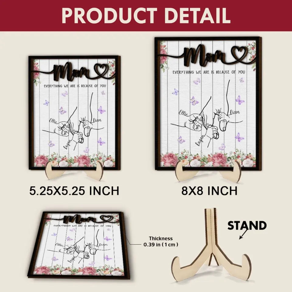 We Love You Mom - Personalized Custom 2-Layer Wooden Plaque - Mother's Day Gift For Family Members, Mom