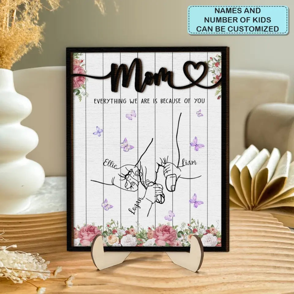 We Love You Mom - Personalized Custom 2-Layer Wooden Plaque - Mother's Day Gift For Family Members, Mom