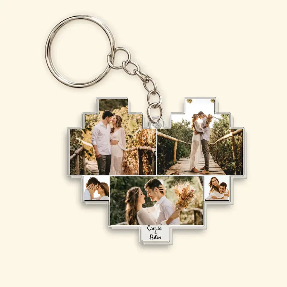 Heart Shape Couple Photo - Personalized Custom Acylic Keychain - Valentine's Day Gift For Couple, Wife, Husband, Boyfriend, Girlfriend