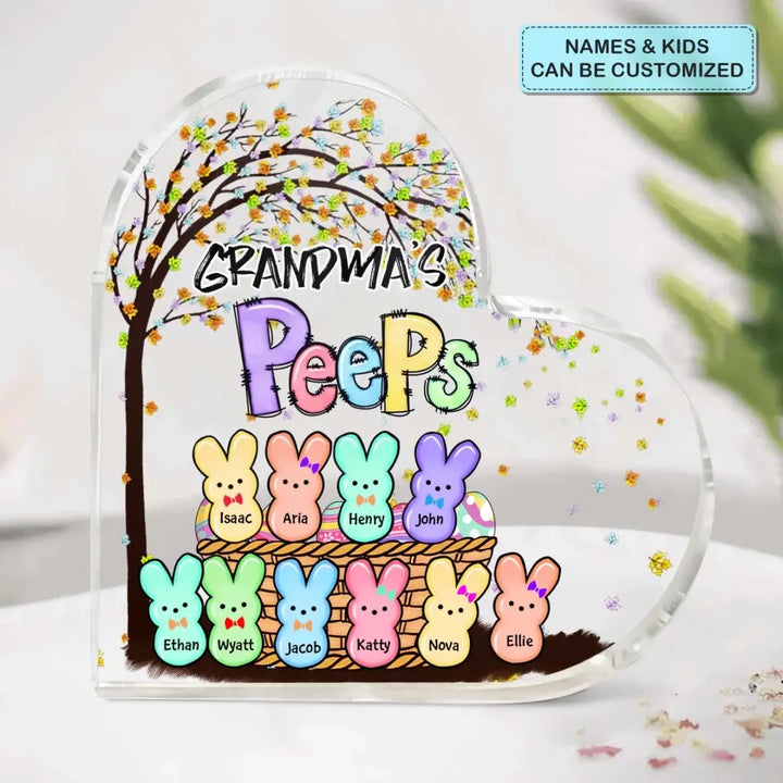Nana's Peeps - Personalized Custom Heart-shaped Acrylic Plaque - Easter, Mother's Day Gift For Grandma, Mom