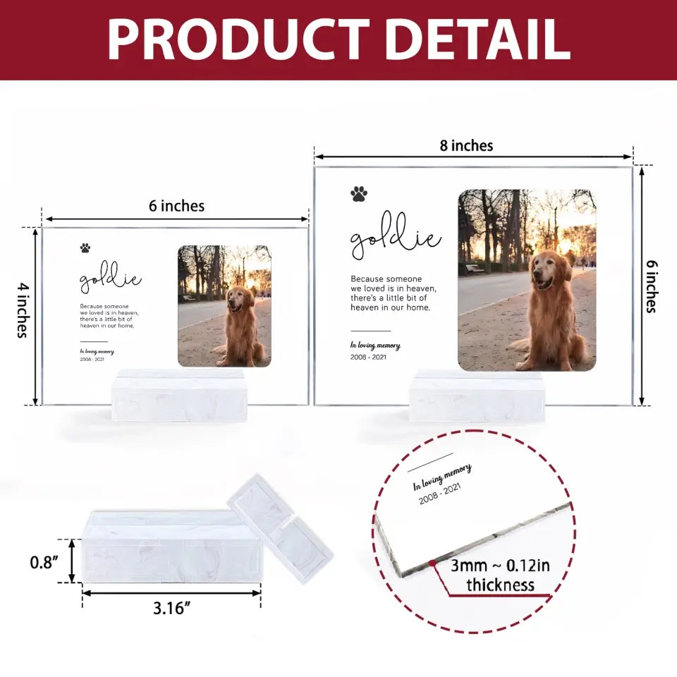 Pet Memorial - Personalized Custom Acrylic Plaque - Gift For Dog Lover, Pet Lover, Family