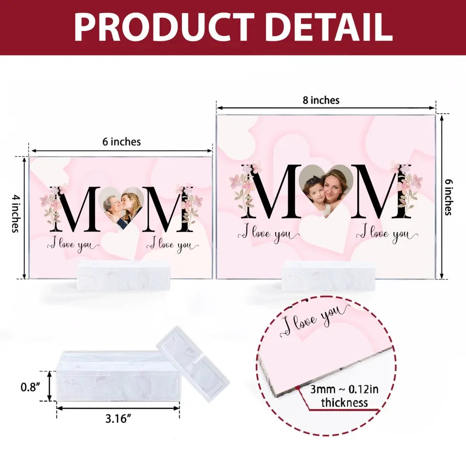 Mom I Love You - Personalized Custom Acrylic Plaque - Easter, Mother's Day Gift For Grandma, Mom