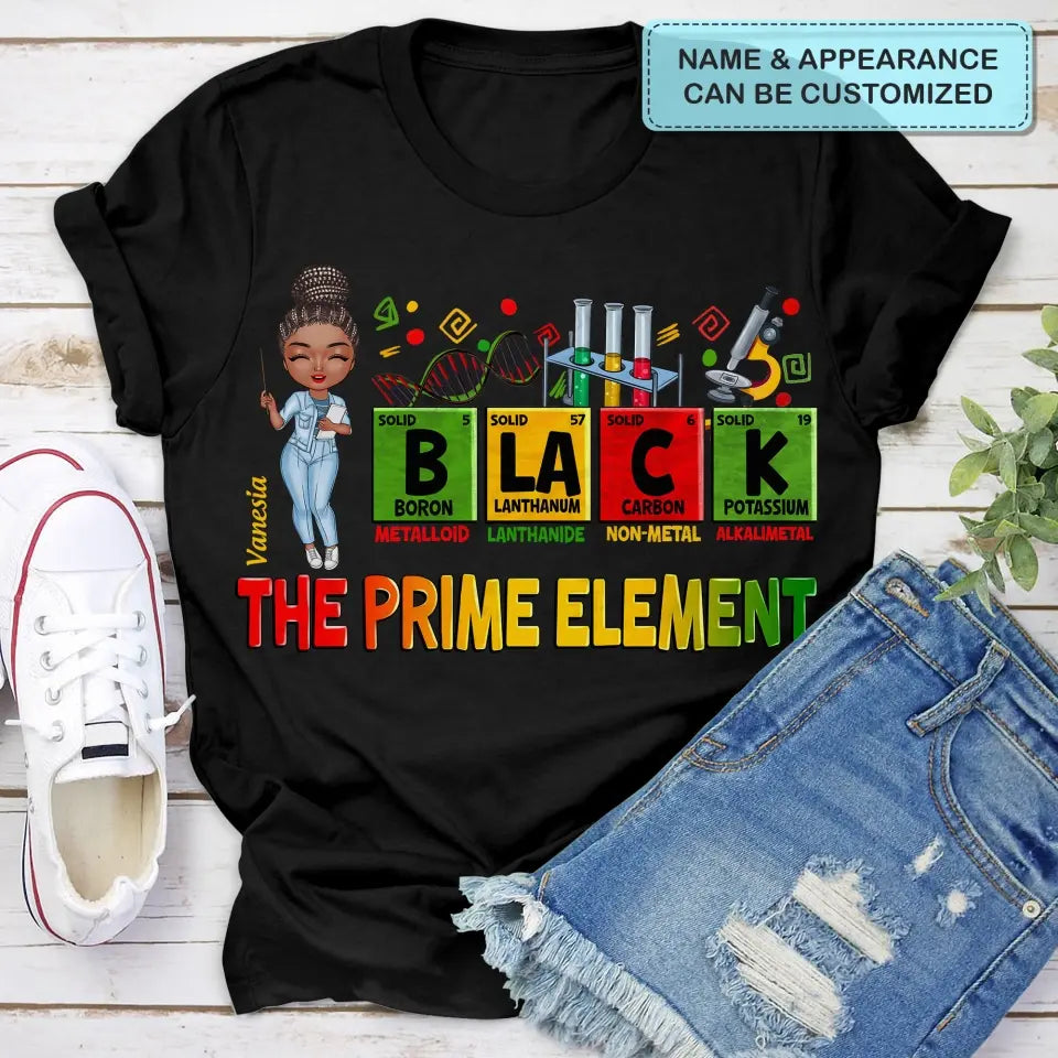 Black Teacher The Prime Element- Personalized Custom T-shirt - Teacher's Day, Appreciation Gift For Teacher