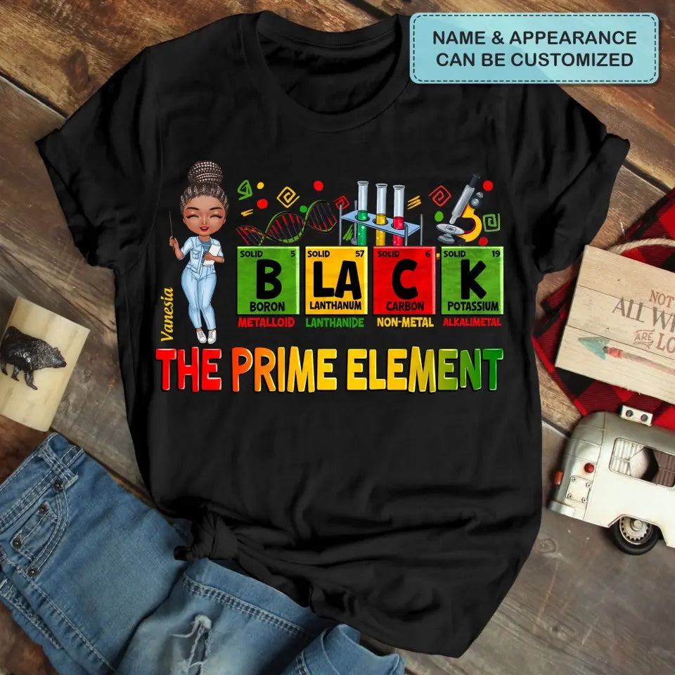 Black Teacher The Prime Element- Personalized Custom T-shirt - Teacher's Day, Appreciation Gift For Teacher