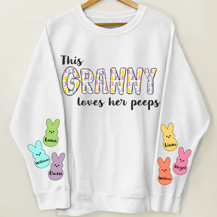 This Grandma Loves Her Peeps - Personalized Custom Sweatshirt - Mother's Day Gift For Grandma, Mom, Family Members