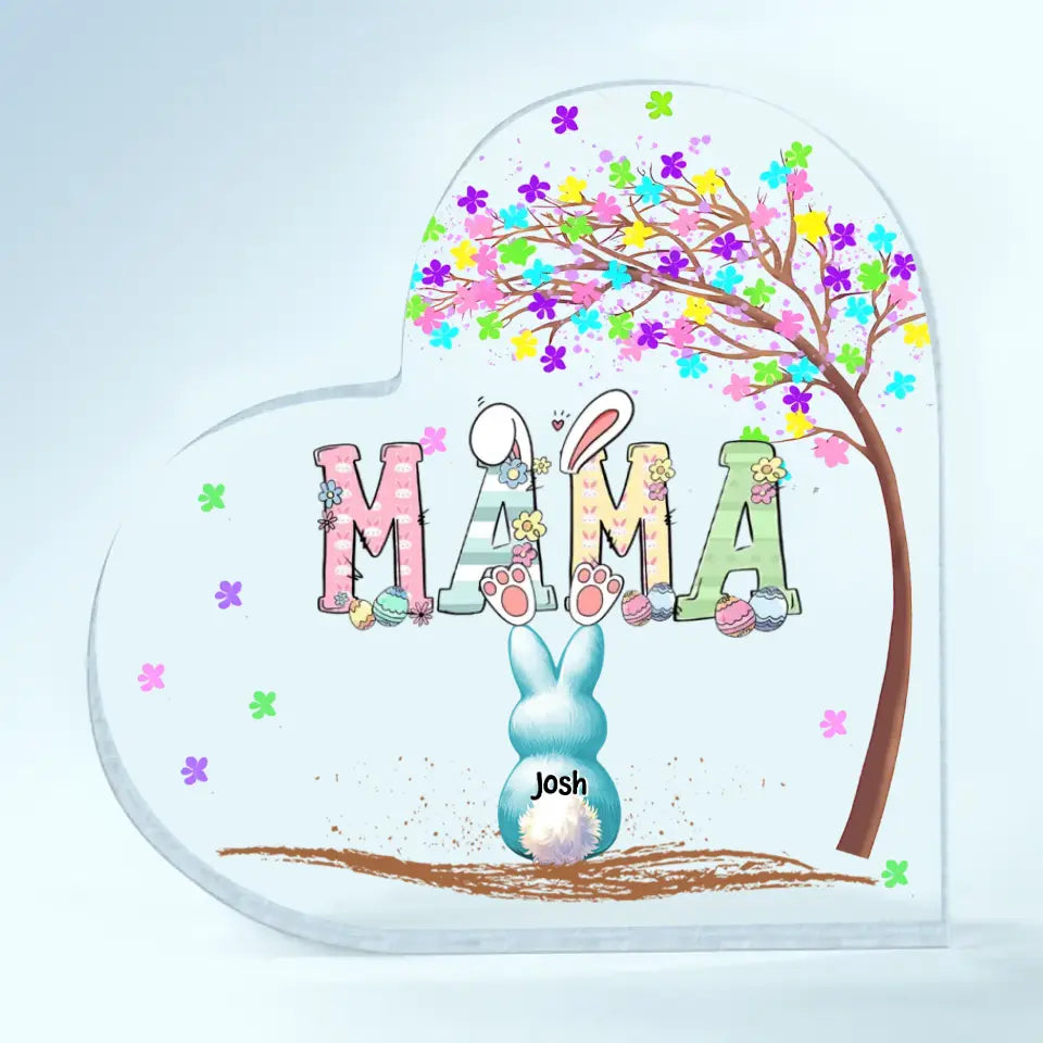 Grandma's Peeps Colorful Tree - Personalized Custom Heart-shaped Acrylic Plaque - Easter, Mother's Day Gift For Grandma, Mom