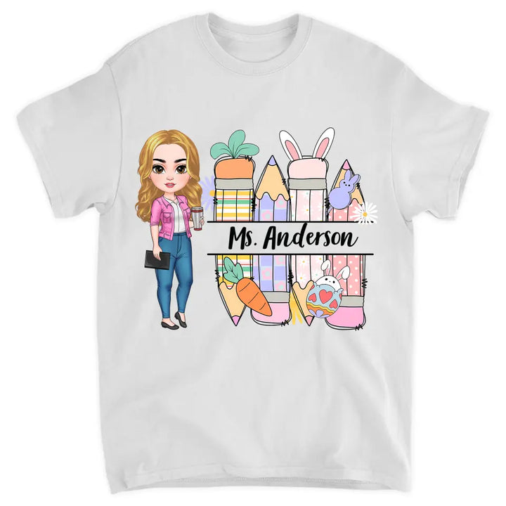 Easter Pencil Vibes Teacher - Personalized Custom T-shirt - Teacher's Day, Appreciation Gift For Teacher