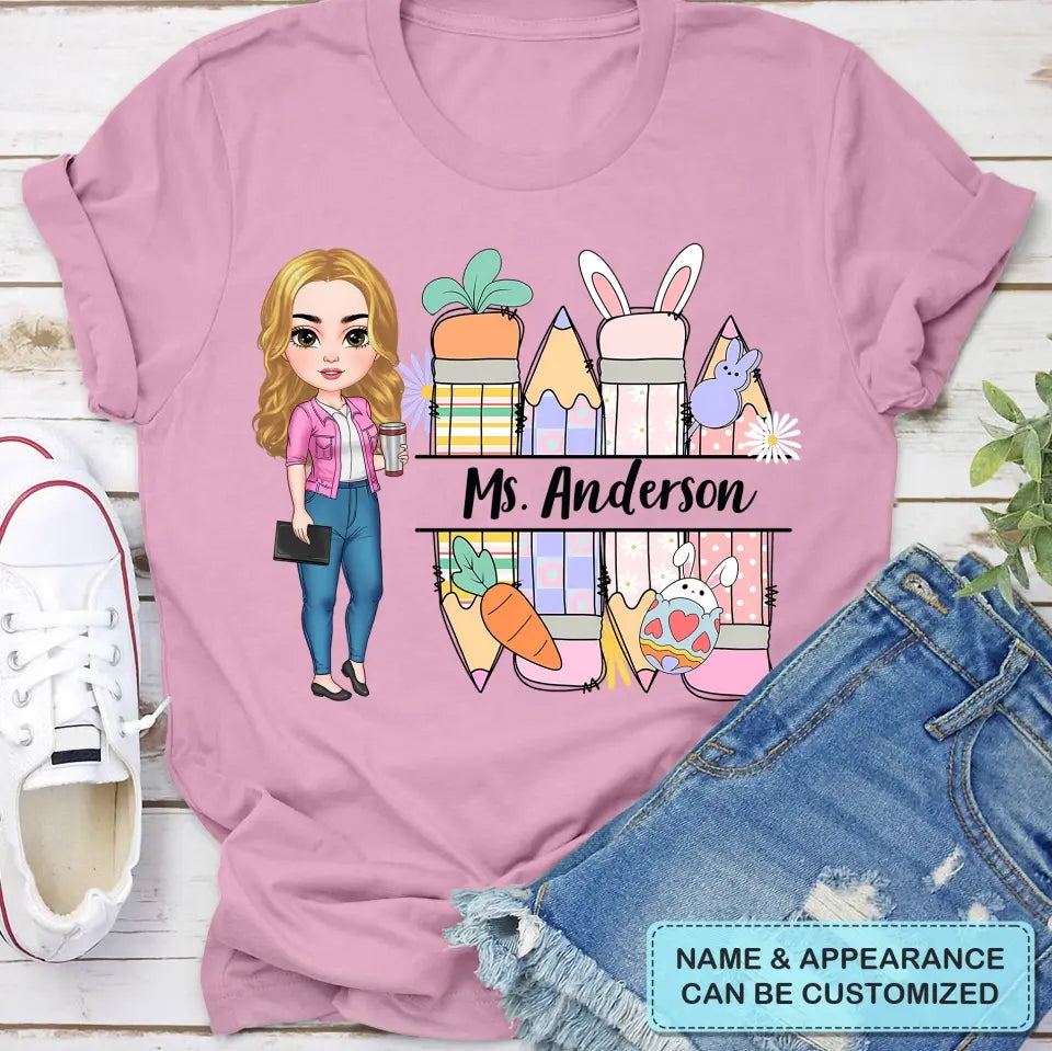 Easter Pencil Vibes Teacher - Personalized Custom T-shirt - Teacher's Day, Appreciation Gift For Teacher