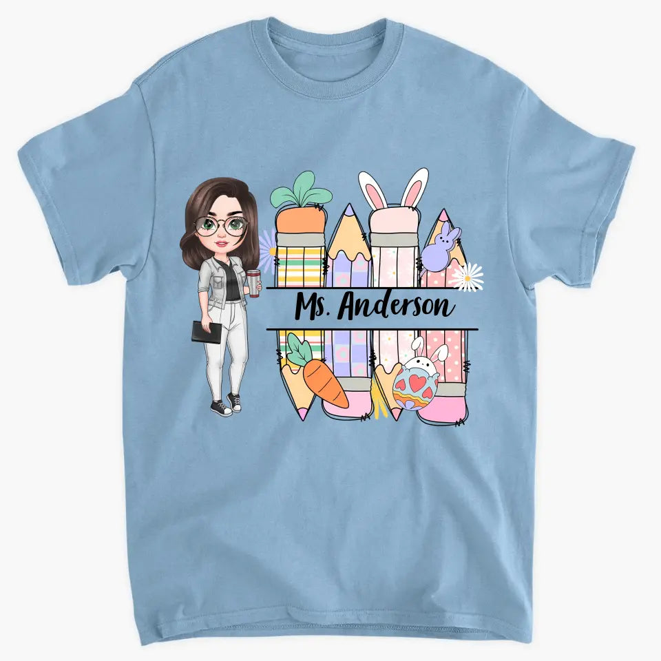 Easter Pencil Vibes Teacher - Personalized Custom T-shirt - Teacher's Day, Appreciation Gift For Teacher