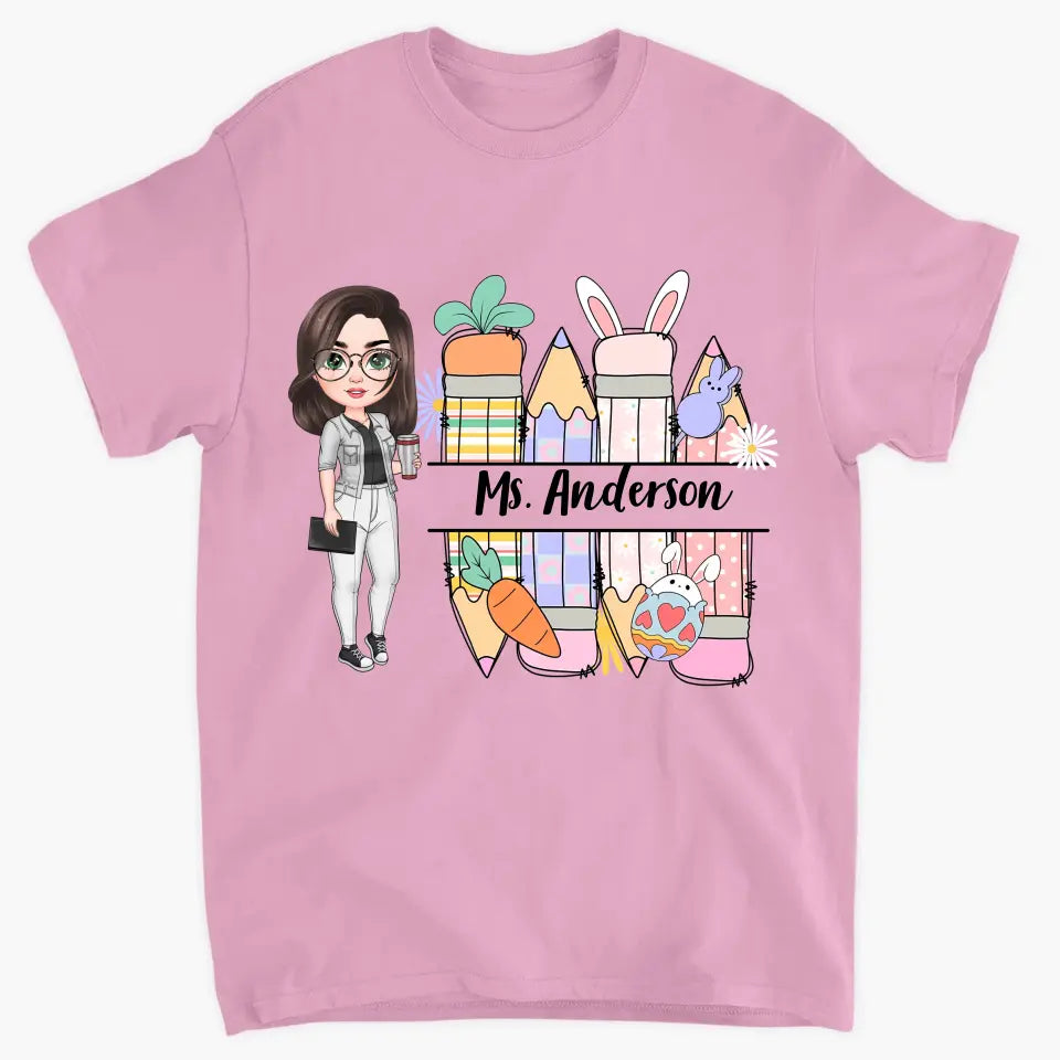 Easter Pencil Vibes Teacher - Personalized Custom T-shirt - Teacher's Day, Appreciation Gift For Teacher
