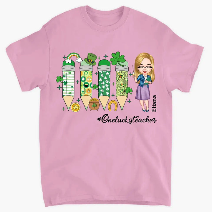 One Lucky Teacher - Personalized Custom T-shirt - Teacher's Day, Appreciation Gift For Teacher