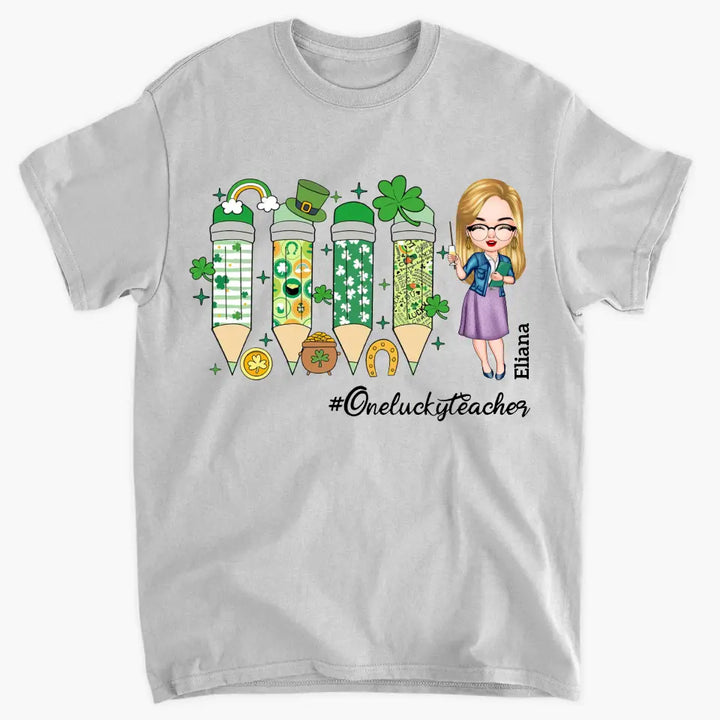 One Lucky Teacher - Personalized Custom T-shirt - Teacher's Day, Appreciation Gift For Teacher