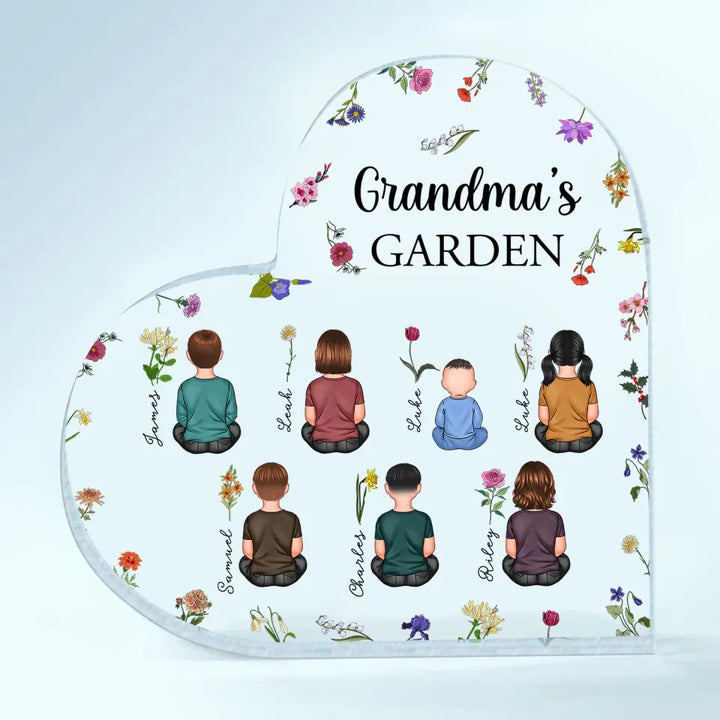 Grandma's Garden - Personalized Custom Heart-shaped Acrylic Plaque - Mother's Day Gift For Grandma, Mom