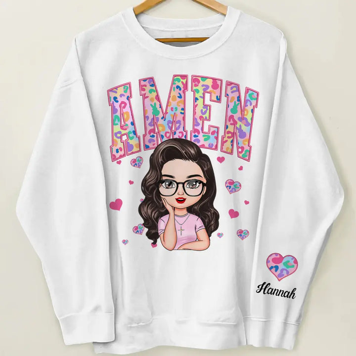 Amen Easter Vibes - Personalized Custom Sweatshirt - Easter Gift For Family Members, Mom, Grandma, Friends
