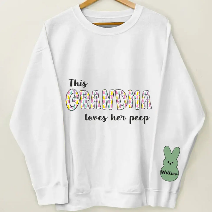 This Grandma Loves Her Peeps - Personalized Custom Sweatshirt - Mother's Day Gift For Grandma, Mom, Family Members