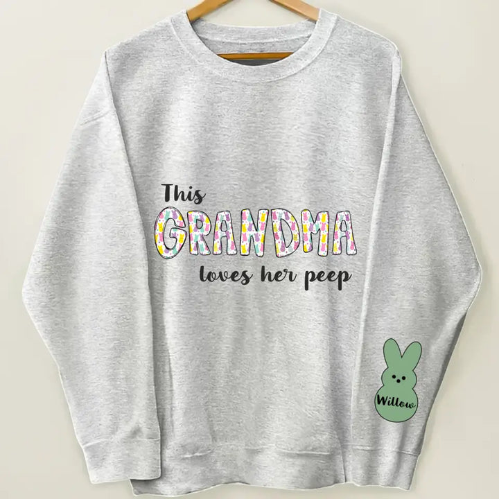 This Grandma Loves Her Peeps - Personalized Custom Sweatshirt - Mother's Day Gift For Grandma, Mom, Family Members