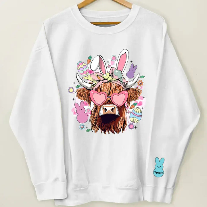 Easter's Day Highland Cow - Personalized Custom Sweatshirt - Easter's Day Gift For Grandma, Mom, Family Members
