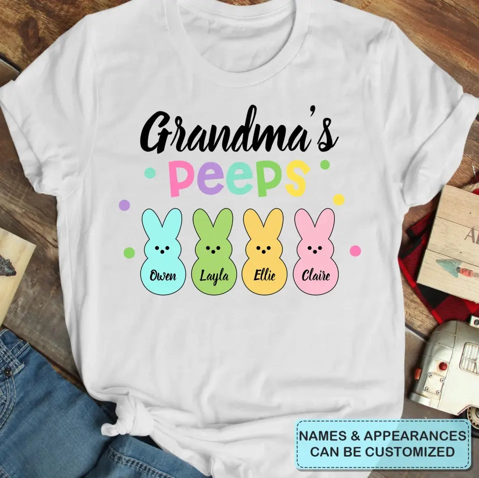 Grandma's Peeps - Personalized Custom T-shirt - Easter Gift For Grandma, Mom, Family Members