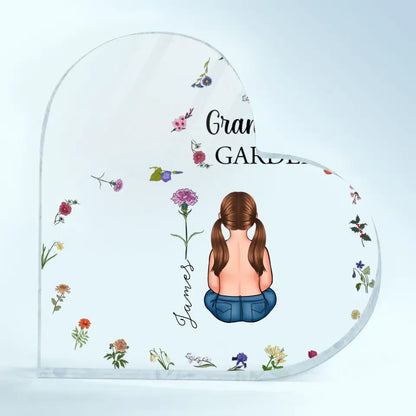 Grandma's Garden - Personalized Custom Heart-shaped Acrylic Plaque - Mother's Day Gift For Grandma, Mom