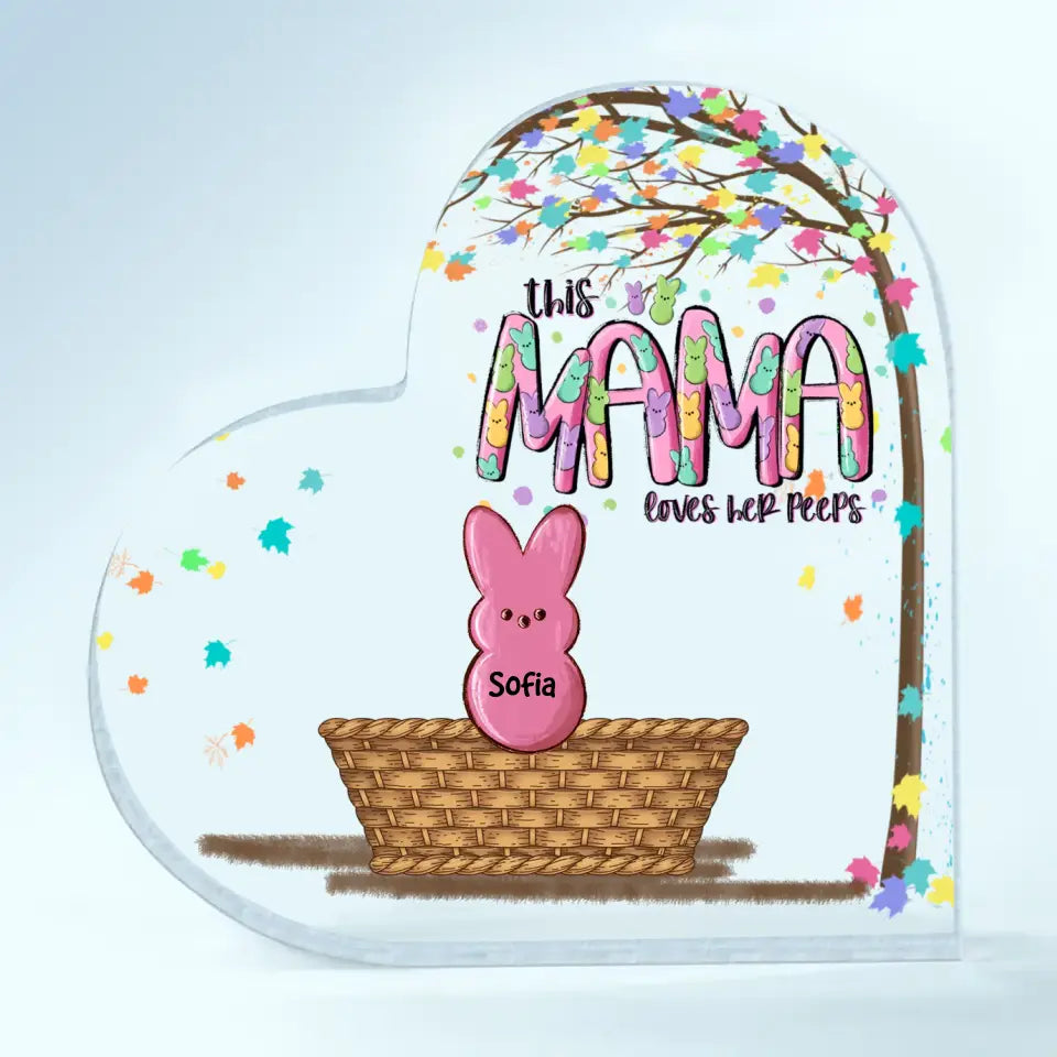This Grandma Love Her Peeps - Personalized Custom Heart-shaped Acrylic Plaque - Easter Day, Mother's Day Gift For Grandma, Mom