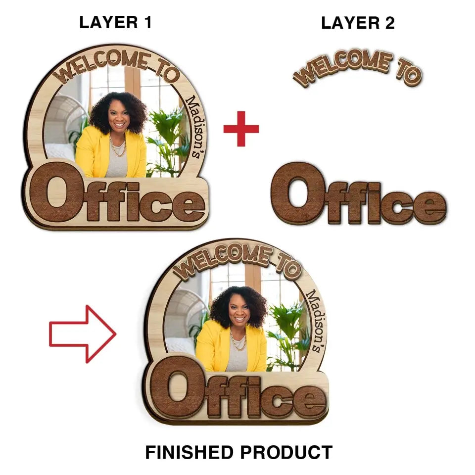 Welcome To My Office Photo - Personalized Custom 2-Layer Door Sign - Gift For Office Staff