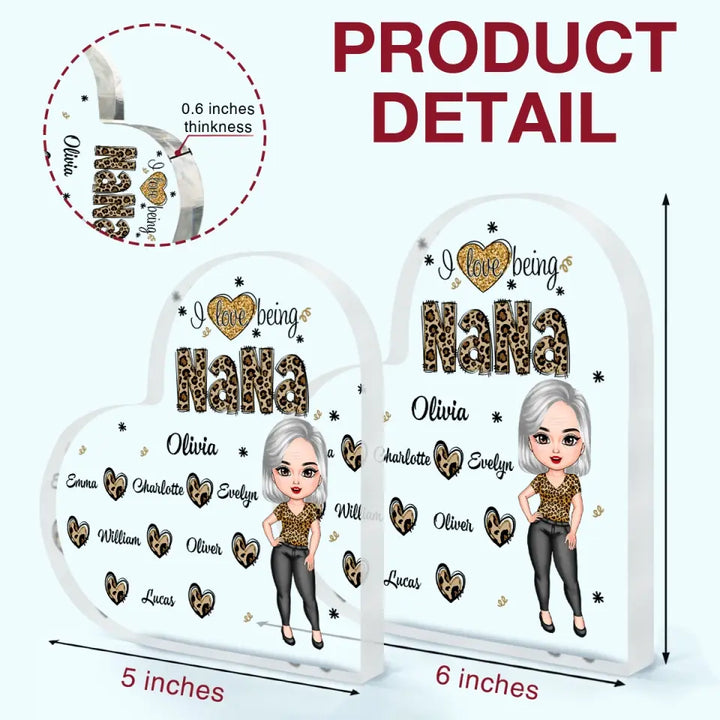 I Love Being Grandma - Personalized Custom Heart-shaped Acrylic Plaque -  Mother's Day Gift For Grandma