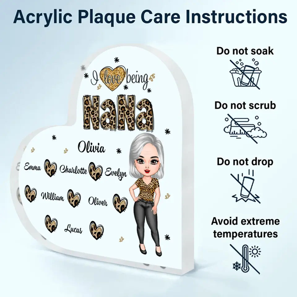 I Love Being Grandma - Personalized Custom Heart-shaped Acrylic Plaque -  Mother's Day Gift For Grandma