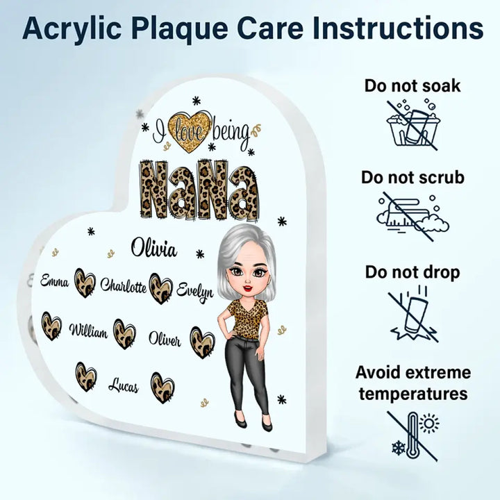 I Love Being Grandma - Personalized Custom Heart-shaped Acrylic Plaque -  Mother's Day Gift For Grandma