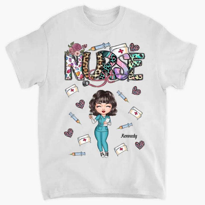 Leopard Nurse Flower - Personalized Custom T-shirt - Nurse's Day, Appreciation Gift For Nurse