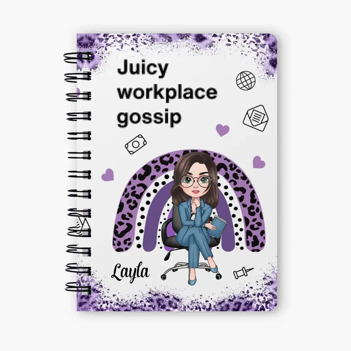Juicy Workplace Gossip - Personalized Custom Spiral Journal - Birthday Gift For Office Staff, Colleague
