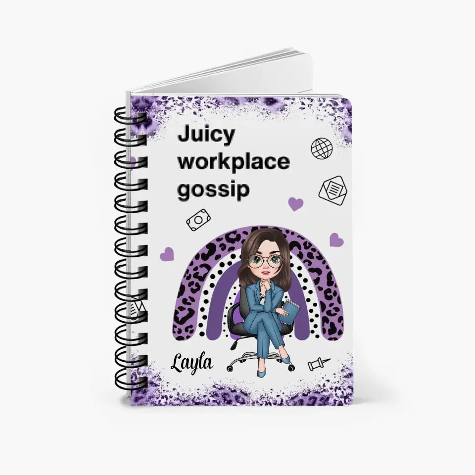 Juicy Workplace Gossip - Personalized Custom Spiral Journal - Birthday Gift For Office Staff, Colleague
